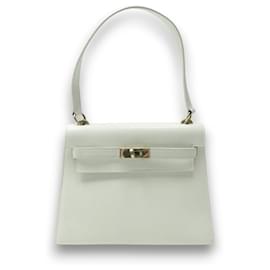 VINTAGE HERMES KELLY 20 MINI SELLIER HANDTASCHE 1983 AUS WEISSEM BOXLEDER - Hermès