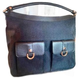 Borsa Gucci Abbey in tela monogramma e pelle nera