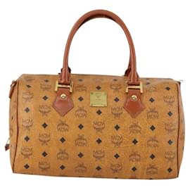 Borsa a mano in tela e pelle con logotipo Visetos di MCM