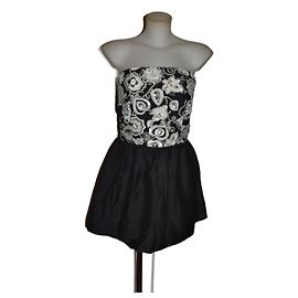 Vestido mini Luisa Spagnoli de algodón negro blanco