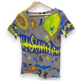 Blusa de manga corta plisada con estampado total ISSEY MIYAKE