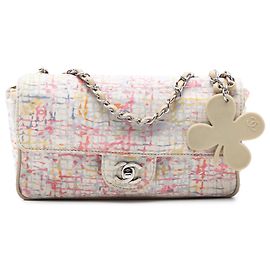 Chanel Piccola Borsa in Tela Stampata Rosa con Motivo Trifoglio Acquerello