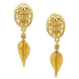 Orecchini a cerchio in metallo Chanel CC Oval Tag Drop