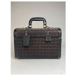 Estojo de Viagem Vintage Fendi Roma Monograma FF Marrom
