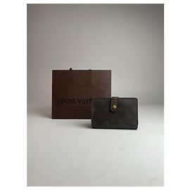 Portafoglio in pelle monogramma Louis Vuitton vintage marrone