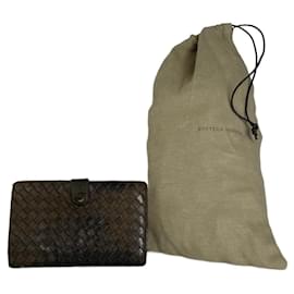 Cartera de cuero Intrecciato Bottega Veneta vintage marrón