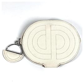 Étui de carte de visite Hermès en cuir blanc
