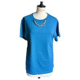 LOUIS VUITTON Blaues T-Shirt mit Kettendetail TXL