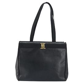 Bolsa Tote Vintage Vara Bow em Couro Embossado de Lagarto Médio da Salvatore Ferragamo