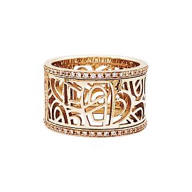 Poiray Ring, "Fil Herz", Roségold und Diamanten.