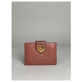 Tarjetero de cuero monograma Gucci vintage rosa