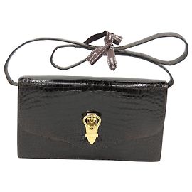 Hermès RARISSIMO! Pochette ONDINE in coccodrillo Porosus e spilla SELLIER in vermeil