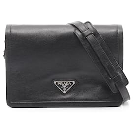 Bolso de Hombro Prada GLACE'CALF en Cuero Negro