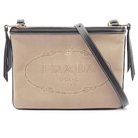 Borsa a spalla in jacquard con logo Prada