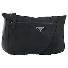 Borsa messenger con zip frontale Prada Tessuto media