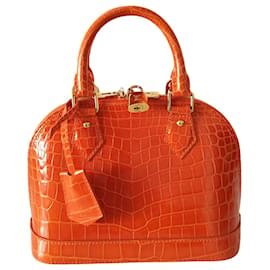 Borsa Louis Vuitton Alma BB in Coccodrillo Arancione