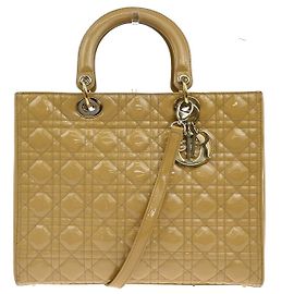 Christian Dior Lady Dior Cannage Quilt Patent Medium