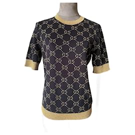 Gucci Monogramm Pullover Gold und Schwarz