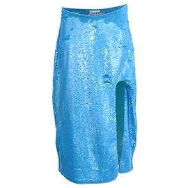 Ganni Midirock aus blauer Polyester mit Pailletten und Schlitz