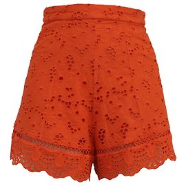 Hochtaillierte Shorts aus orangefarbenem Baumwollstoff mit Ösen von Zimmermann