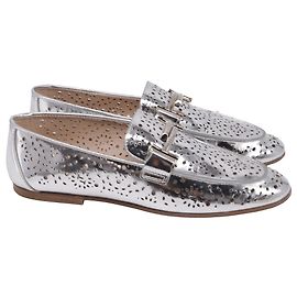 Mocassini perforati Tod's in pelle metallica