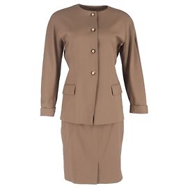 Blazer y falda de un solo botón Max Mara en lana marrón