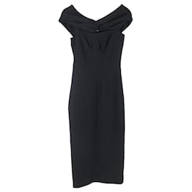 Autre Marque Vestido Midi Off-Shoulder Padma en Poliéster Negro de Emilia Wickstead