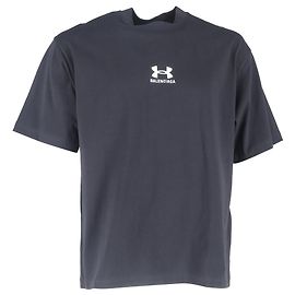 T-shirt in cotone nero con logo ricamato Balenciaga x Under Armour