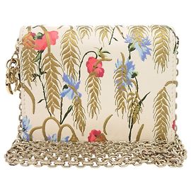 Bolsa de ombro em couro com estampa floral marfim Christian Dior
