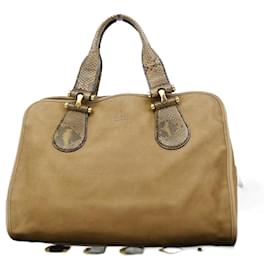 Gucci Twice Satchel aus Nubuk mit Python