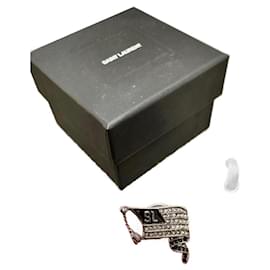Spilla Saint Laurent Strass Nera Acciaio
