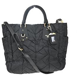 Borsa tote convertibile con tasche laterali in chevron tessuto medio Prada