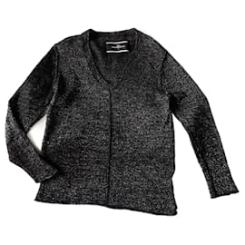 By Malene Birger Schwarzer Wollpullover mit Silberfäden