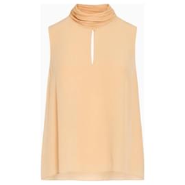 Top Chloé con Cuello Drapeado Durazno de Viscosa