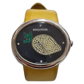 Orologio Ovale Sonia Rykiel con Quadrante Nero e Strass