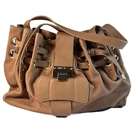 Sac à main en cuir beige Jimmy Choo