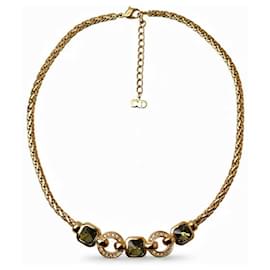 Collana placcata in oro Christian Dior con strass