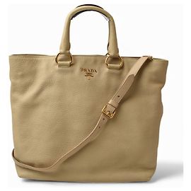 Prada VIT DAINO Beige Deerskin Tote/Shoulder Bag