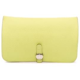Portefeuille Duo Dogon GM en Togo Jaune Hermès