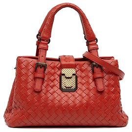 Borsa Roma Mini Nappa Intrecciato Rossa di Bottega Veneta