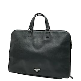 Borsa Prada Triangle Logo in pelle Saffiano nera