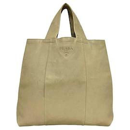 Beige Leder Tote Bag von Prada