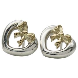 Orecchini in argento e oro con nastro a forma di cuore Tiffany & Co.