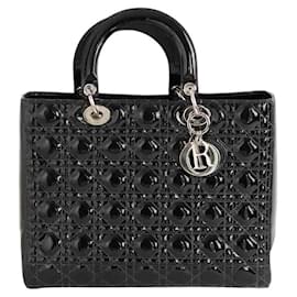 Borsa Lady Dior in pelle verniciata nera