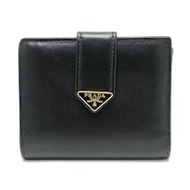Prada Bi-Fold Geldbörse aus schwarzem Leder