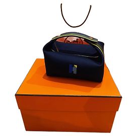 Hermès Bride a Brac Trousse in tela di cotone blu