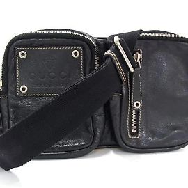 Borsa a tracolla in pelle nera Gucci