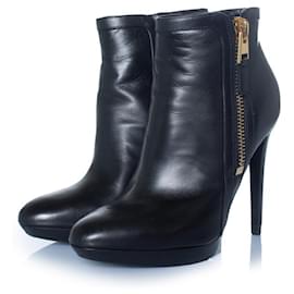 Schwarze Leder-Plateau-Stiefeletten von Tom Ford