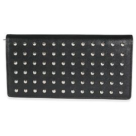Klassische Marquage Klappgeldbörse aus schwarzem Grain De Poudre Leder mit Nieten von Saint Laurent