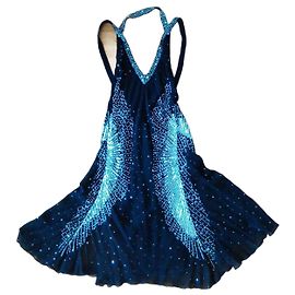 Just Cavalli ROBERTO CAVALLI SEIDENCREPE-KLEID MIT PAILLETTEN.